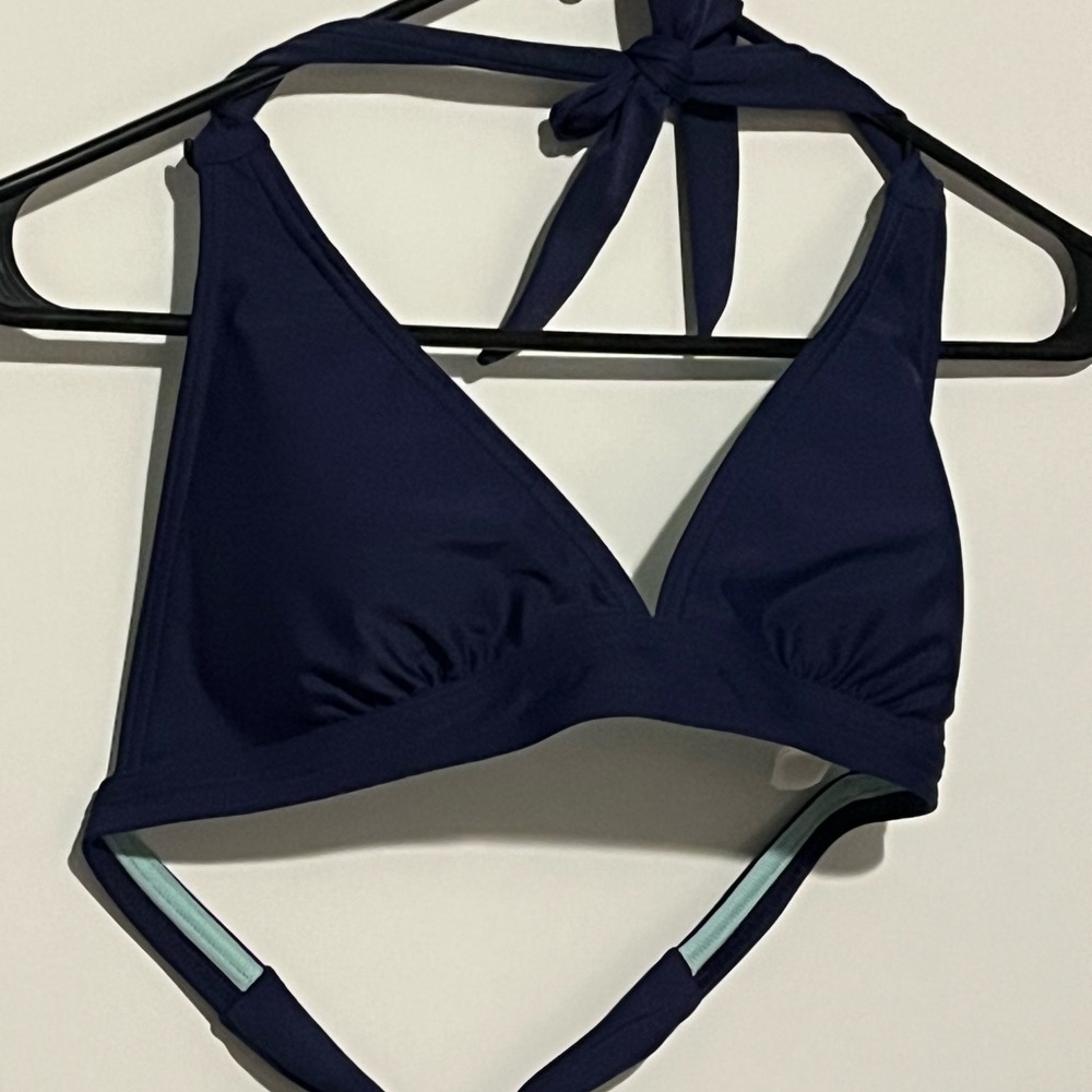 Prana Blue Triangle Bikini Top with Strappy Back
